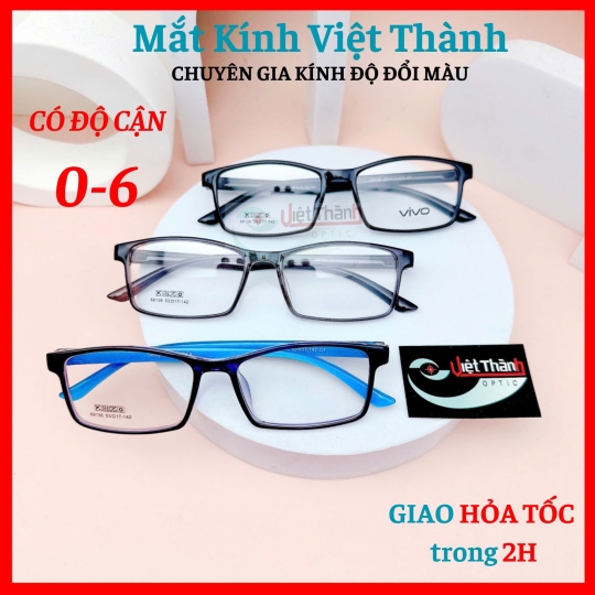 Gọng kính cận dẻo vuông nhỏ siêu bền Nhận cắt cận viễn loạn theo yêu cầu Mắt Kính Việt Thành