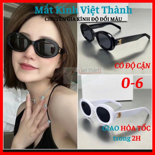 Kính mát nữ dáng oval hot hit 2025 Nhận cắt cận viễn loạn theo yêu cầu Mắt Kính Việt Thành
