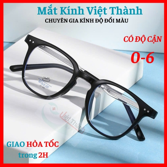 Gọng kính dáng bầu tròn chân lõi kim loại siêu bền Mắt Kính Việt Thành