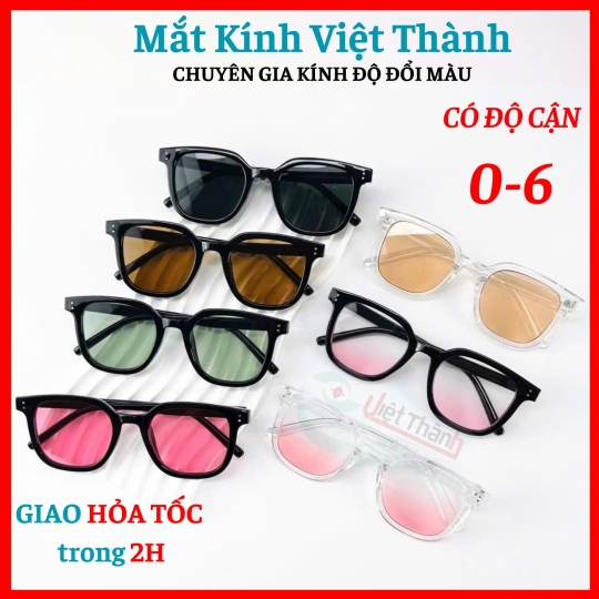 Kính mát unisex dáng vuông bầu Nhận cắt cận viễn loạn theo y/cau Mắt Kính Việt Thành