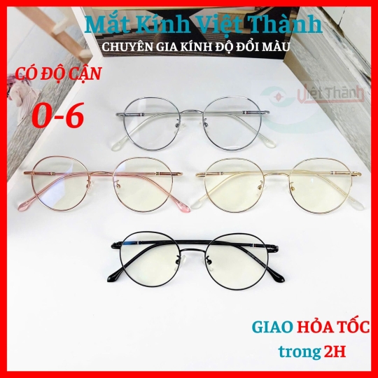 Gọng Kim Loại Dáng Tròn Nhiều Màu Nhận cắt cận viễn loạn theo y/cau Mắt Kính Việt Thành