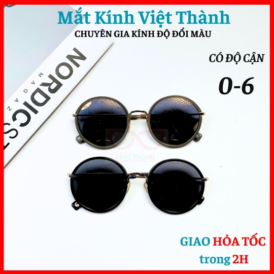 Kính mát unisex dáng tròn cao cấp tròng phân cực Polaroid Mắt Kính Việt Thành