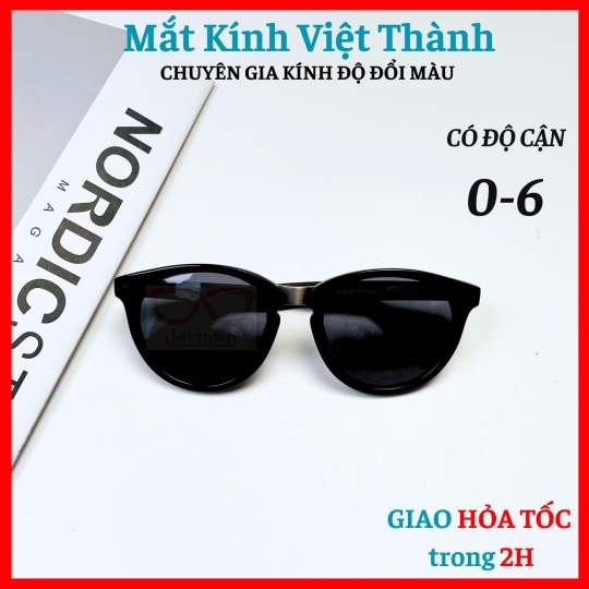 Kính mát unisex dáng tròn cao cấp với tròng phân cực Polaroid Mắt Kính Việt Thành