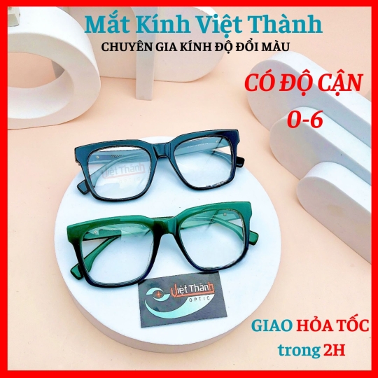 Gọng kính cao cấp dáng vuông bầu lớn Nhận cắt cận viễn loạn theo yêu cầu Mắt Kính Việt Thành