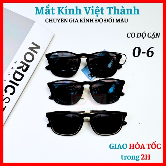 Kính mát unisex dáng vuông bầu tròng phân cực Polaroid cao cấp Mắt Kính Việt Thành