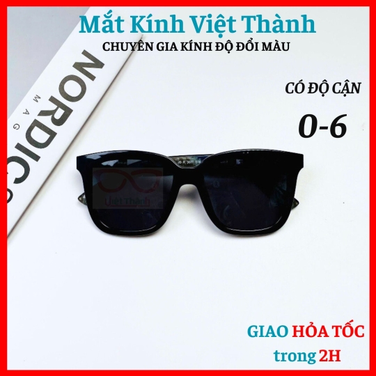 Kính mát unisex dáng vuông bản to phối họa tiết chân Mắt Kính Việt Thành