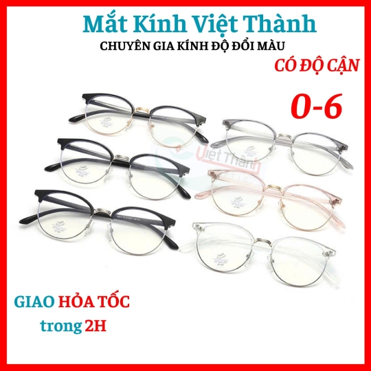  Gọng kính cận nửa viền tròn lắp được cận viễn loạn theo yêu cầu Mắt Kính Việt Thành