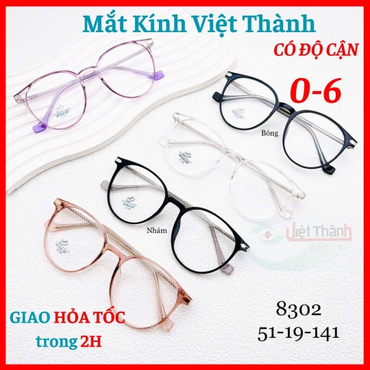 Gọng nhựa tròn dẻo phối chân lõi kim loại bền Nhận cắt cận viễn loạn theo y/cau Mắt Kính Việt Thành