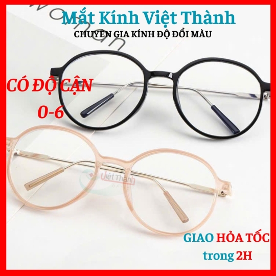 Gọng kính dáng tròn kim loại Nhận cắt cận viễn loạn theo yêu cầu Mắt Kính Việt Thành