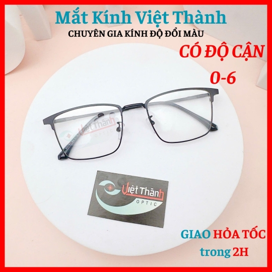  Gọng kính kim loại vuông cao cấp có lò xo nhận làm cận viễn loạn theo yêu cầu  Mắt Kính Việt Thành