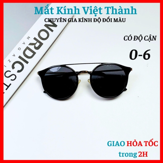 Kính mát unisex dáng tròn 2 cầu tròng Polaroid phân cực cao cấp