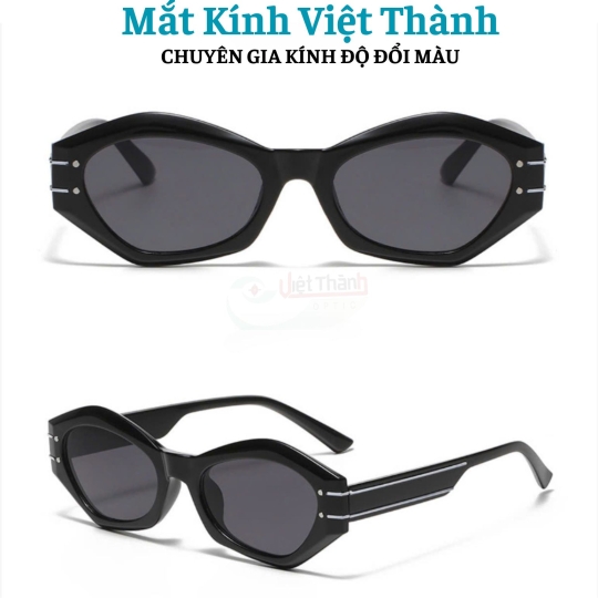 Kính mát nữ dáng retro xếch phối viền dọc chân Cắt cận viễn loạn theo yêu cầu Mắt Kính Việt Thành