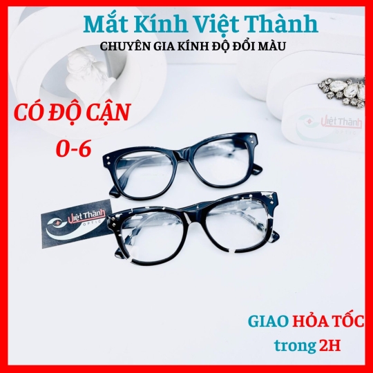 Gọng nhựa cao cấp dáng vuông bầu màu basic Nhận cắt cận viễn loạn theo yêu cầu Mắt Kính Việt Thành