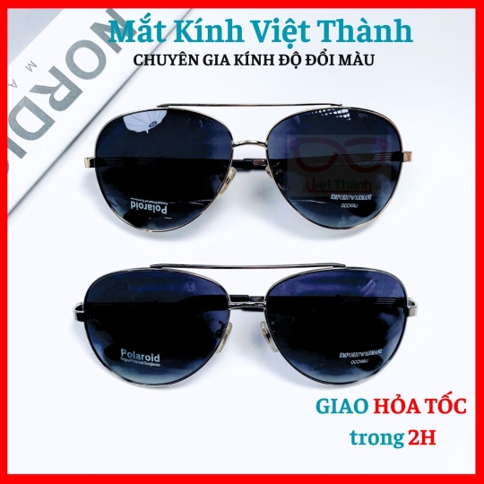 Kính mát nam dáng phi công tròng phân cực Polaroid phối họa tiết chân Mắt Kính Việt Thành