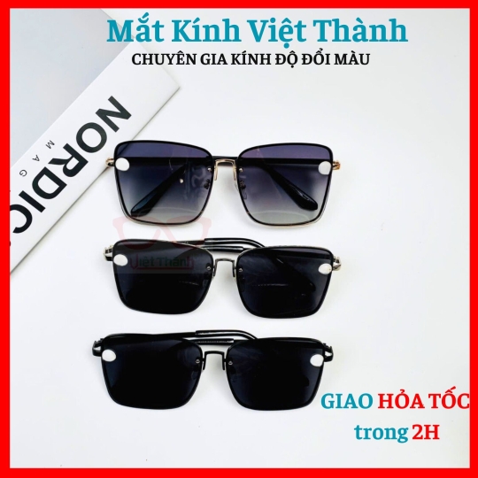 Kính mát nữ form to vuông phối họa tiết sang trọng Mắt Kính Việt Thành