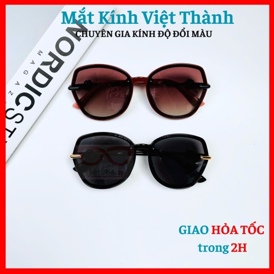 Kính mát nữ form to chân mảnh phối họa tiết hoa đính đá Mắt Kính Việt Thành