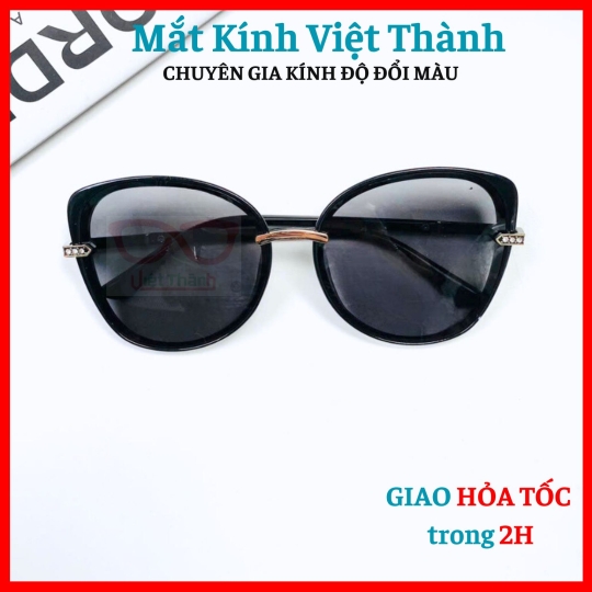 Kính mát nữ phân cực cao cấp dáng mắt mèo bầu chất nhựa đính đá sang trọng Mắt Kính Việt Thành