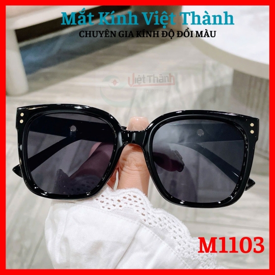 Kính mát nữ dáng vuông mèo to chân bản nhỏ Nhận cắt cận viễn loạn theo yêu cầu Mắt Kính Việt Thành