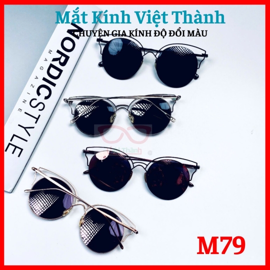  Kính mát dáng tròn viền kim loại nhiều màu chống UV Mắt Kính Việt Thành