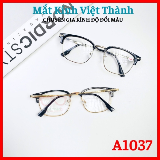 Gọng nửa viền nhựa phối kim loại dáng bầu Nhận cắt cận viễn loạn theo y/cầu Mắt Kính Việt Thành