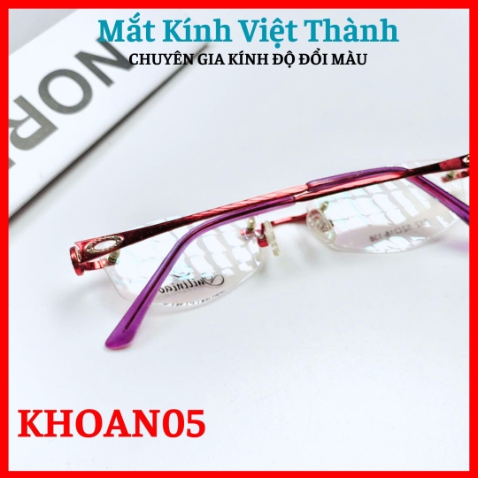 Gọng không viền dáng oval lục giác cực chất Nhận cắt cận viễn loạn theo y/cầu Mắt Kính Việt Thành