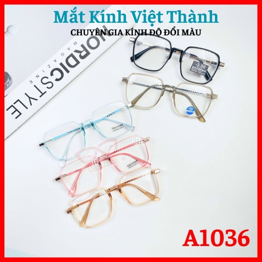Gọng lục giác chất nhựa phối kim loại Nhận cắt cận viễn loạn theo y/cầu Mắt Kính Việt Thành