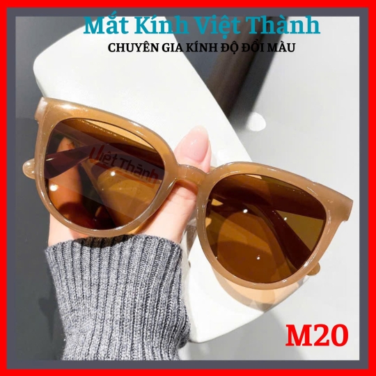 Kính mát unisex dáng vuông bầu chất nhựa cứng bền Cắt cận viễn loạn theo y/cầu Mắt Kính Việt Thành