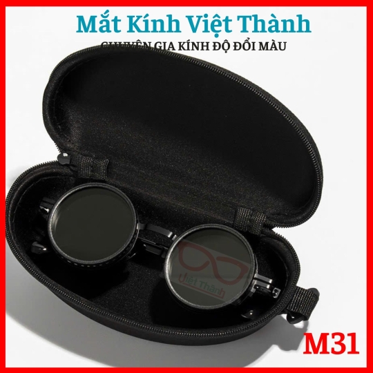 Kính mát thời trang ĐỔI MÀU CAO CẤP tròn thầy bói họa tiết ống kính máy ảnh độc đáo Mắt Kính Việt Thành