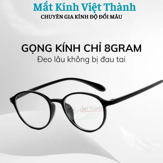 Gọng kính cận dáng bầu nhận làm cận viễn loạn theo yêu cầu Mắt Kính Việt Thành