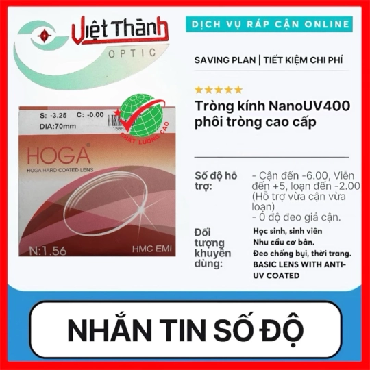 Tròng kính độ cận viễn loạn chống UV400 chống loá đèn xe mắt kính độ Mắt Kính Việt Thành MC2