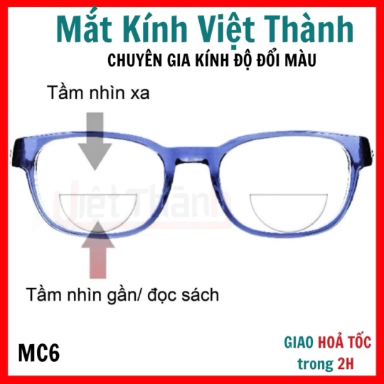 Tròng kính 2 tròng nhìn xa nhìn gần nhận làm độ theo yêu cầu Mắt Kính Việt Thành MC6
