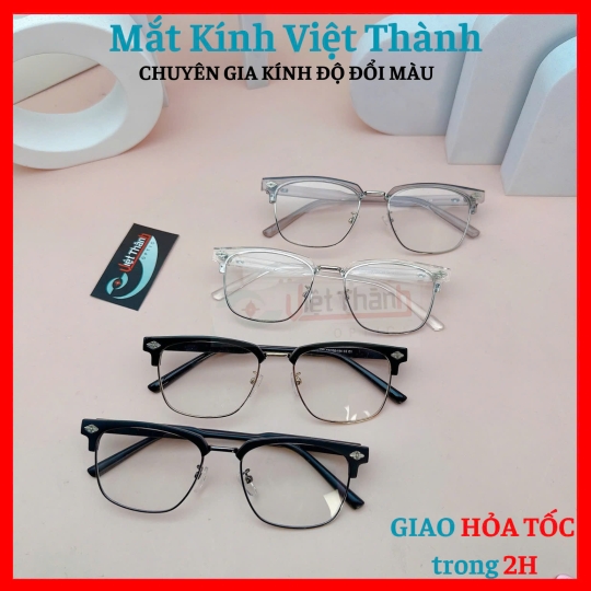 Gọng kính cận nửa viền dang vuông vừa unisex Mắt Kính Việt Thành